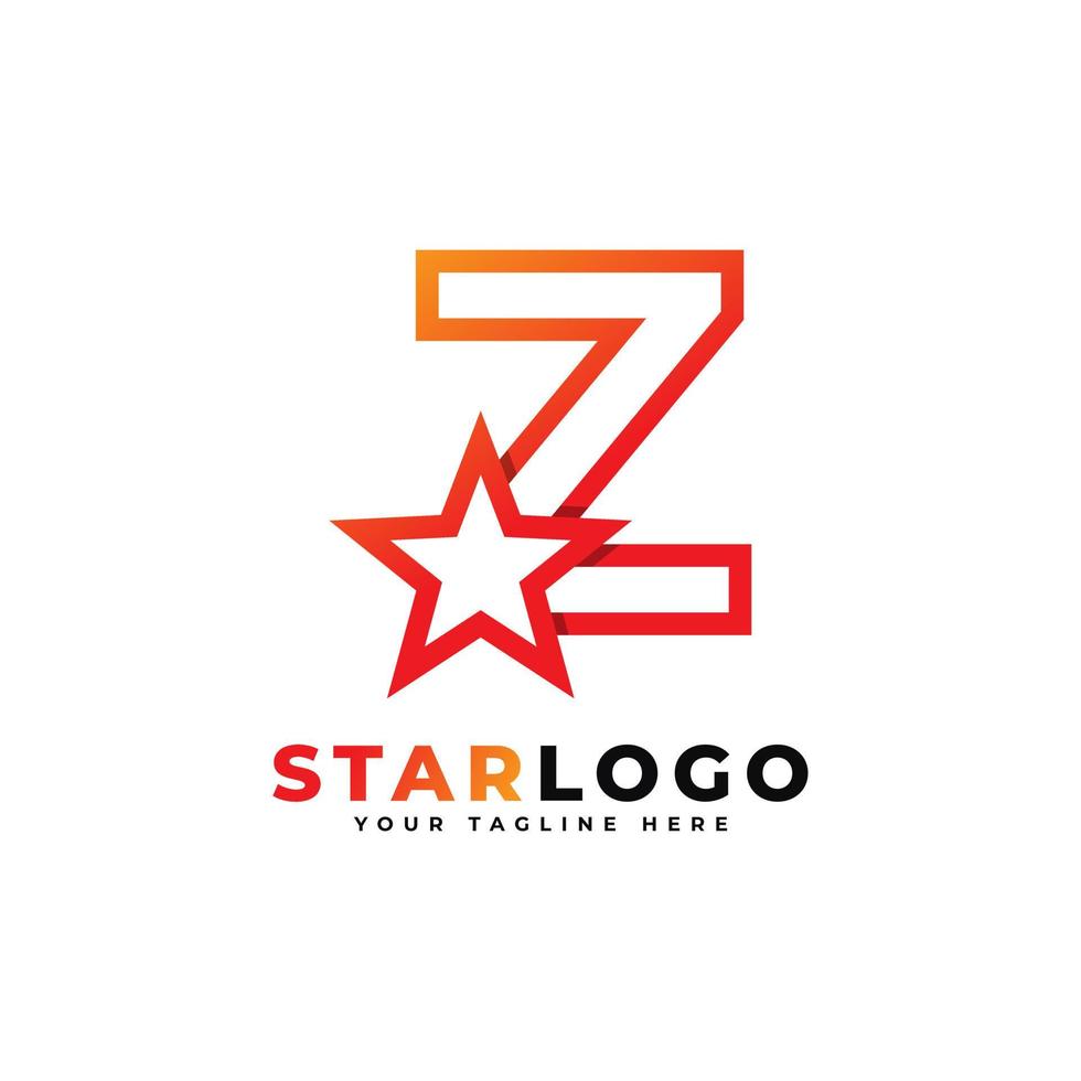 letra z estrella logo estilo lineal, color naranja. utilizable para logotipos de ganador, premio y premium. vector