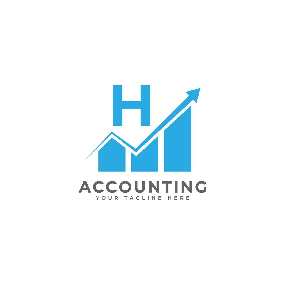 Initial Letter H Chart Bar Finance Logo Design Inspiration vector