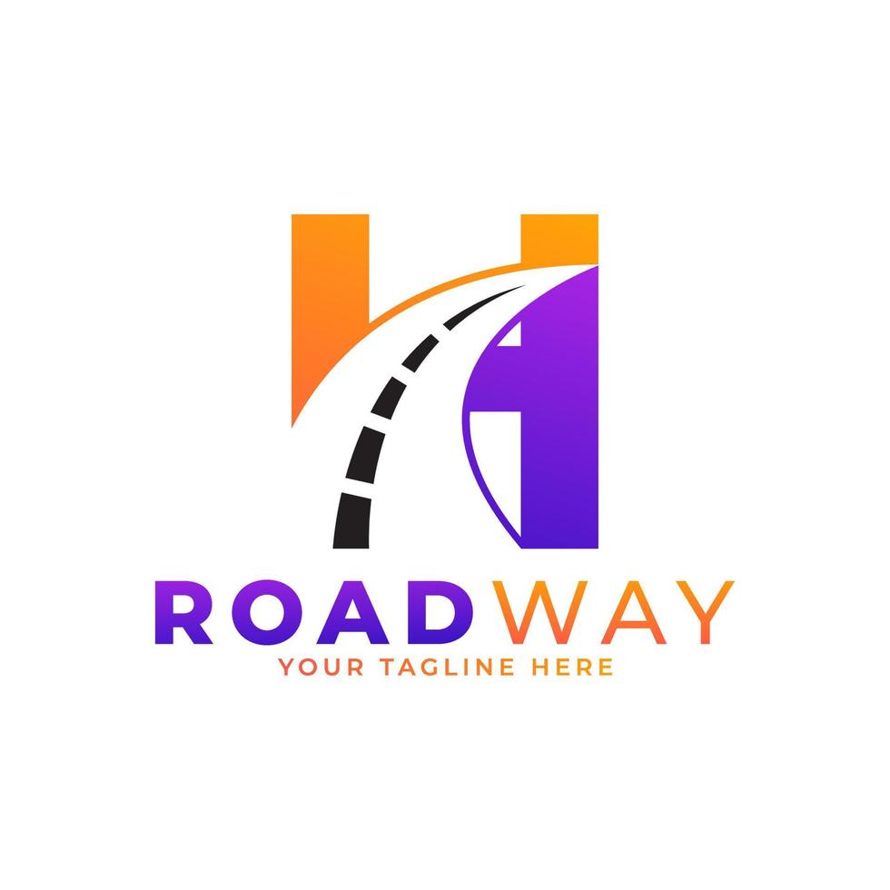 Initial H Road Way Logo Design Icon Vector Graphic. Concept of Destination, Address, Position and Travel