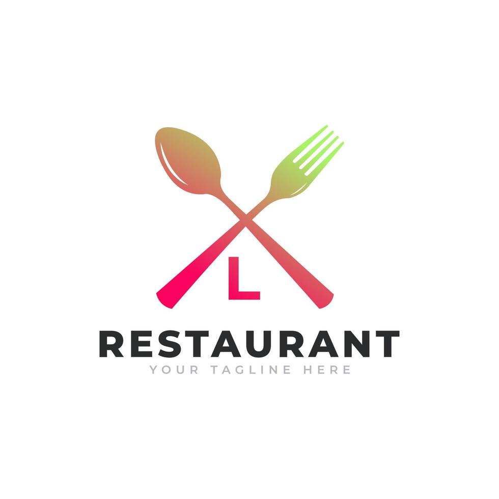 Restaurant Logo. Initial Letter L with Spoon Fork for Restaurant Logo Icon Design Template vector