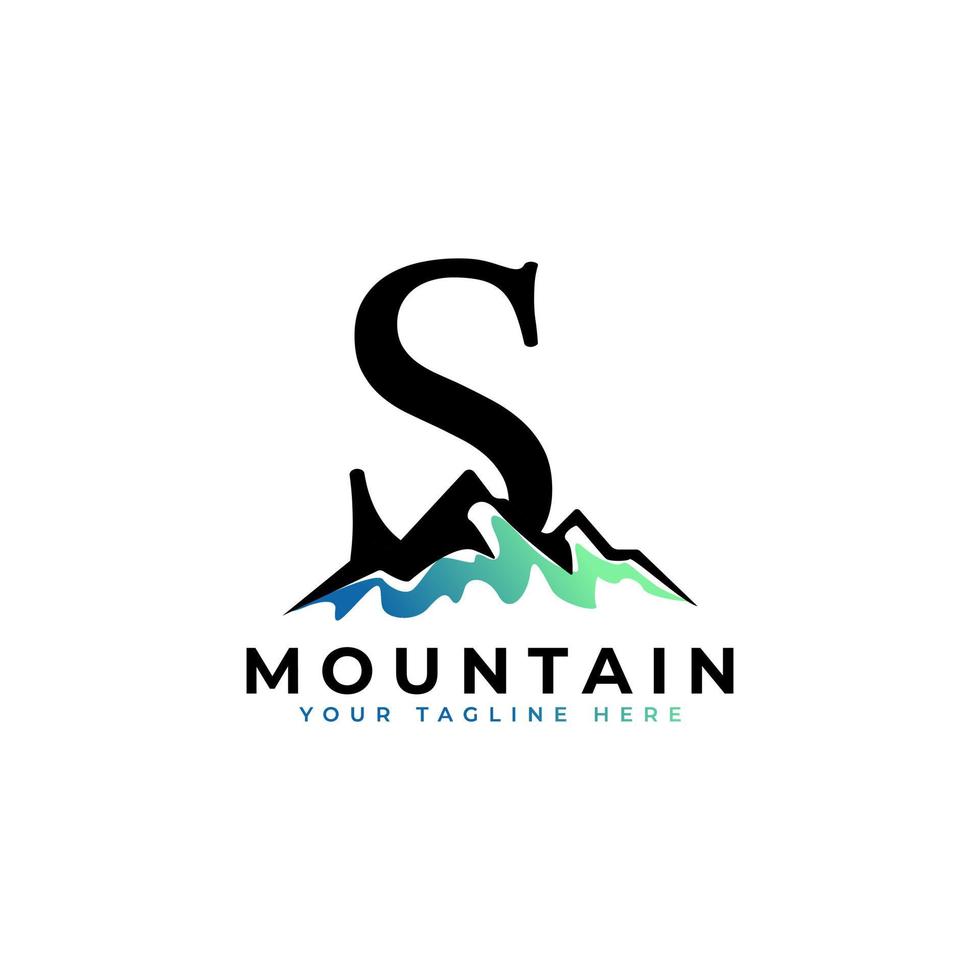 Initial Letter S Mountain Logo. Explore Mountain Advanture Symbol Company Logo Template Element. vector