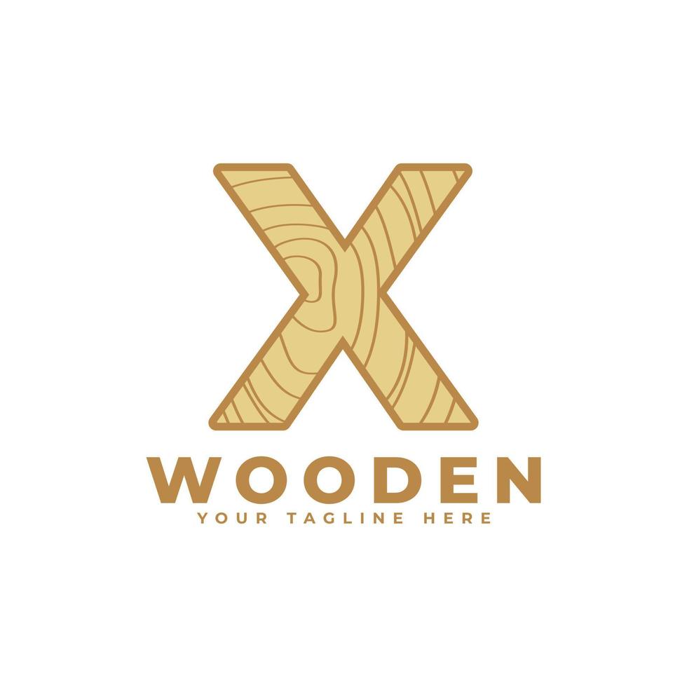 Letter X with Wooden Texture Logo. Usable for Business, Architecture, Real Estate, Construction and Building Logos vector