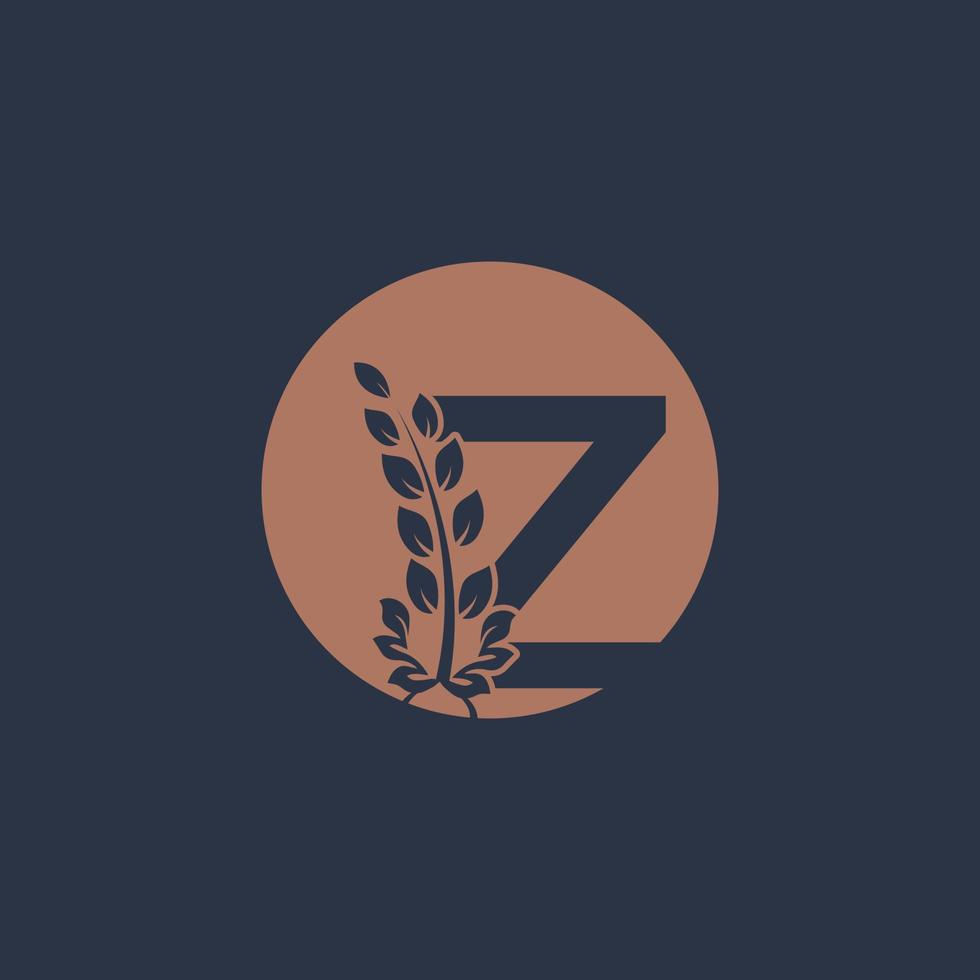Initial Letter Z Linked Monogram Golden Laurel Wreath with Circle Logo. Graceful Design for Restaurant, Cafe, Brand name, Badge, Label, luxury identity vector