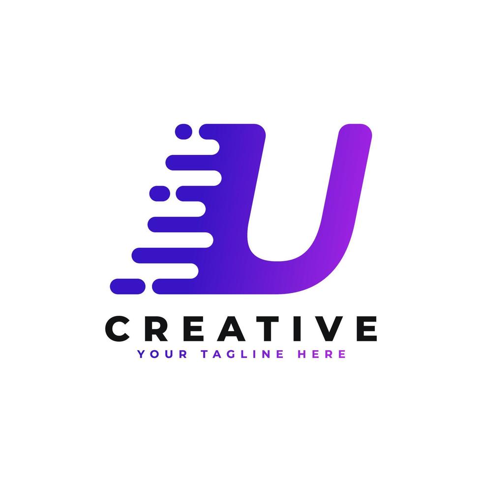 Initial Letter U Fast Speed Logo. Alphabet Suitable for Fast, Power, Flash, Identity, Moving and Speed. vector