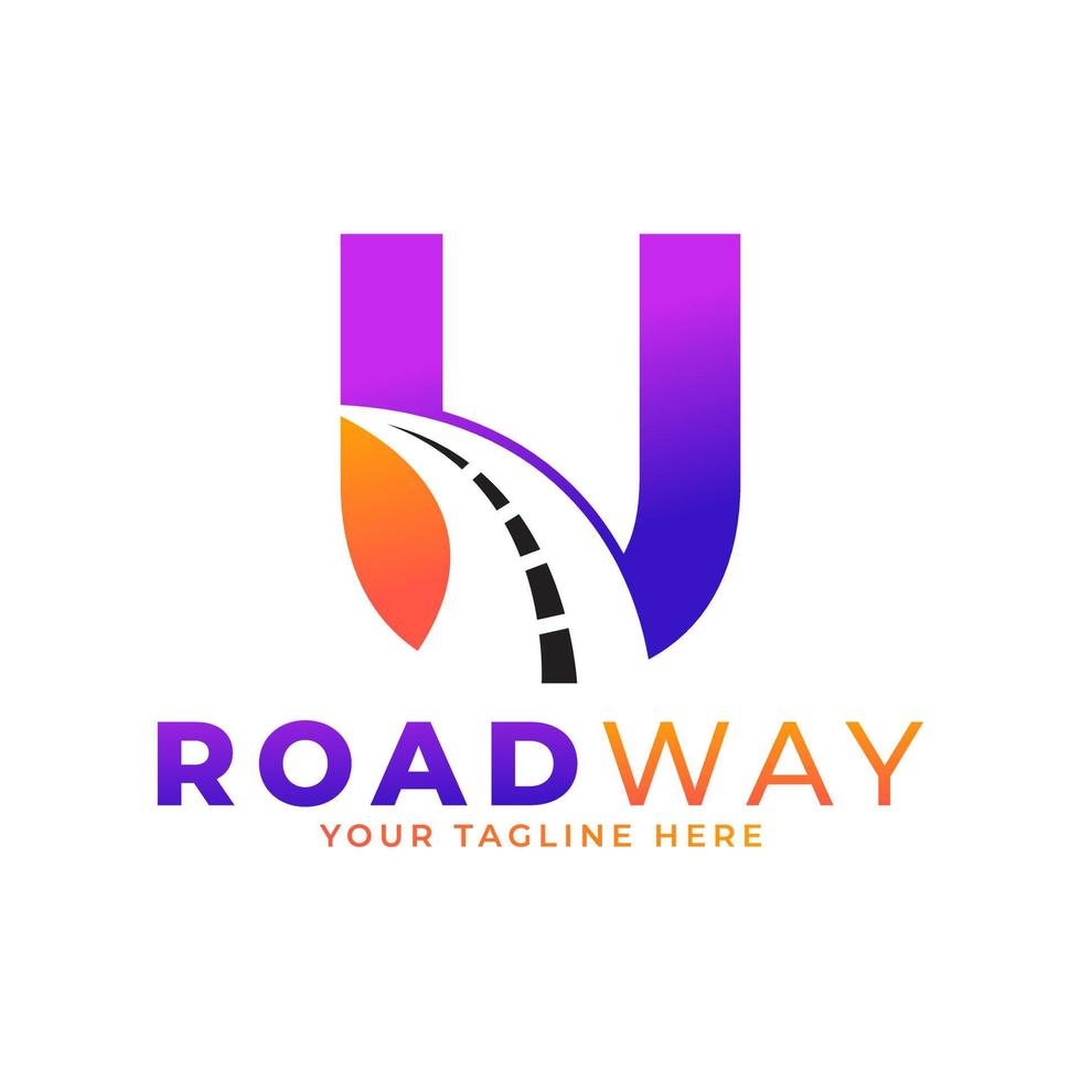 Initial U Road Way Logo Design Icon Vector Graphic. Concept of Destination, Address, Position and Travel