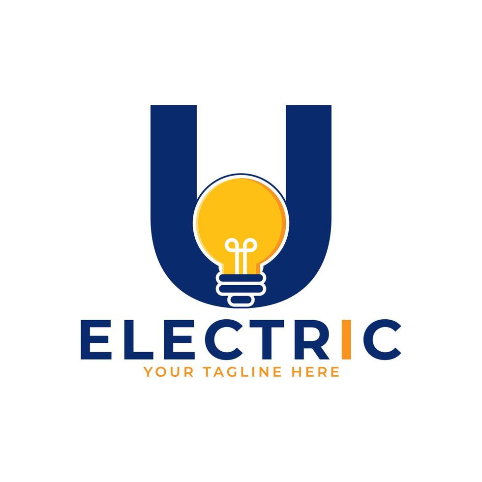 Modern Initial Letter U Smart Light Bulb Logo Design Vector Graphic Icon Template