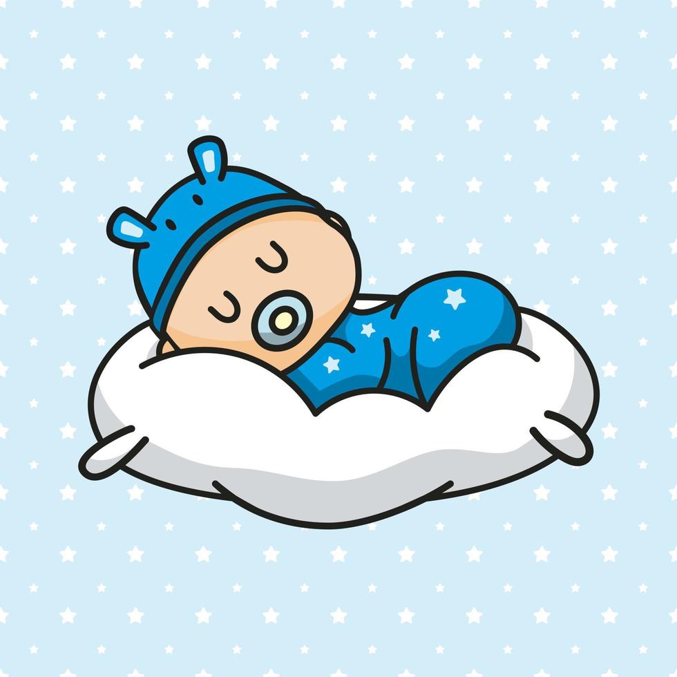 Newborn sleeping on pillow seamless pattern. vector