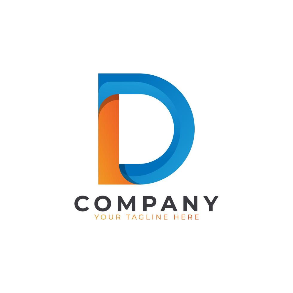 Creative Initial Letter D Logo Design. Yellow and Blue Geometric Arrow Shape Origami Style. Usable for Business and Branding Logos. Flat Vector Logo Design Ideas Template Element. Eps10 Vector