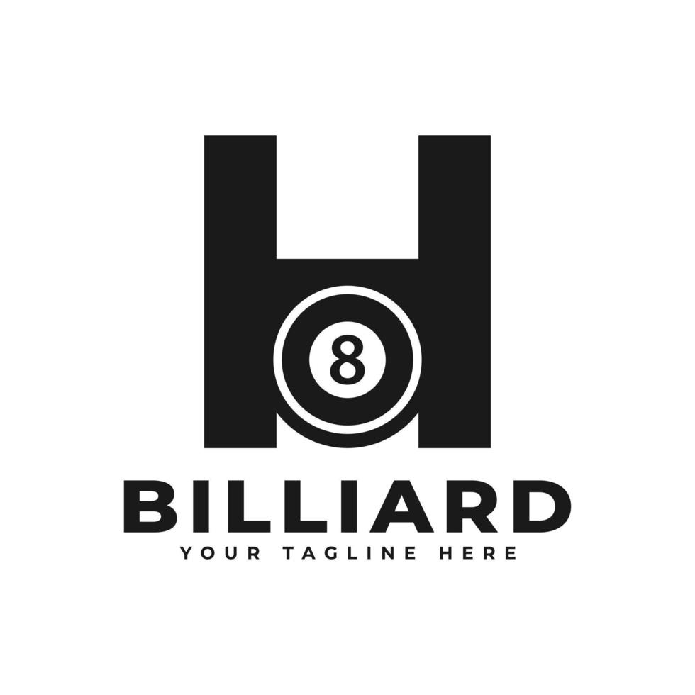 Letter H with Billiards Logo Design. Vector Design Template Elements for Sport Team or Corporate Identity.