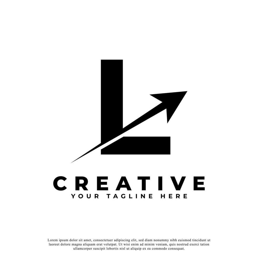 Initial Letter L Artistic Creative Arrow Up Shape Logotype. Usable for Business and Branding Logos. vector