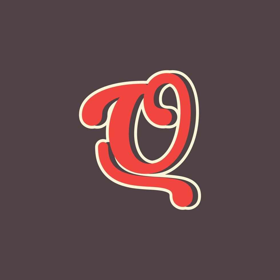 Retro Letter Q Logo in Vintage Western Style with Double Layer. Usable for Vector Font, Labels, Posters etc