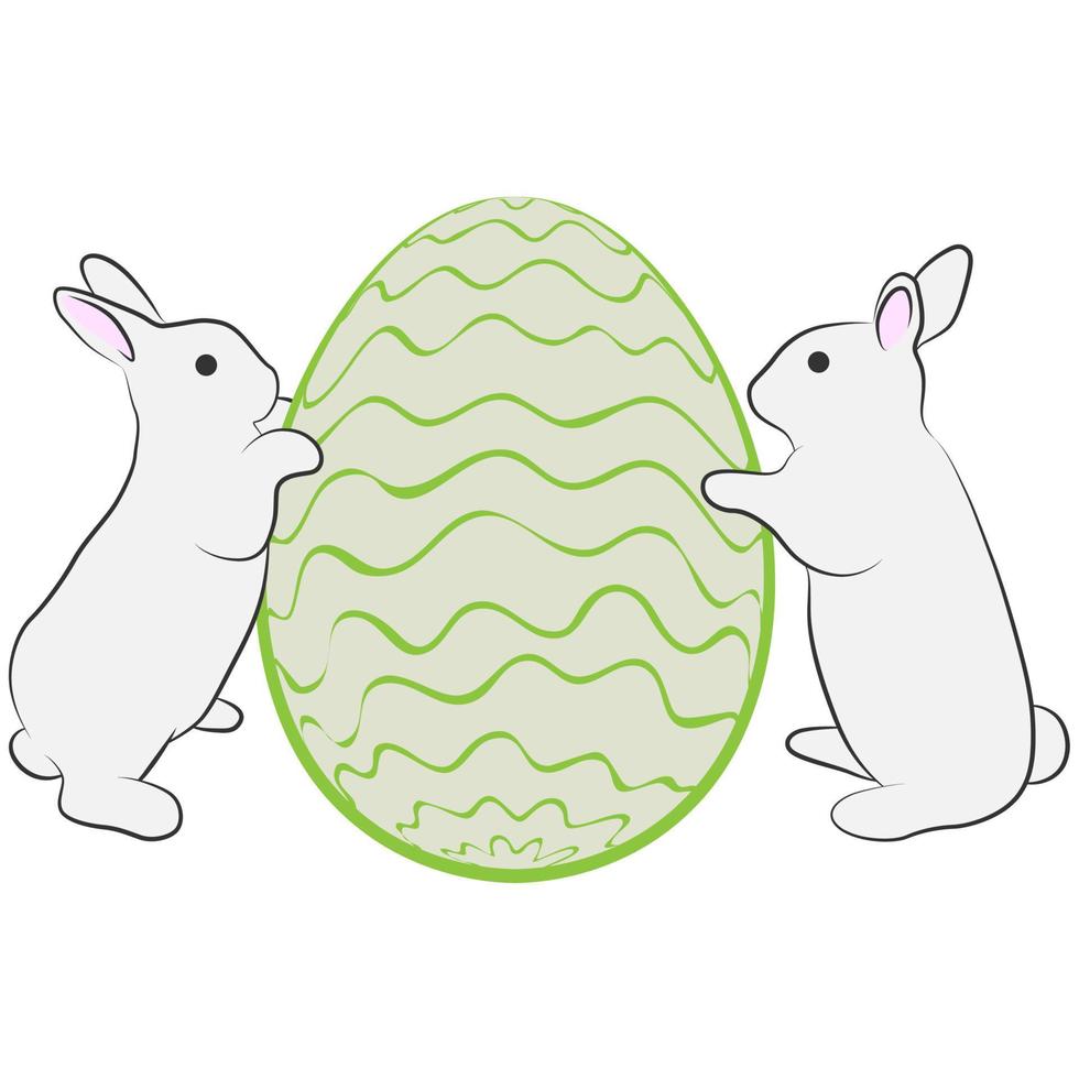 Easter Egg and Rabbit. vector