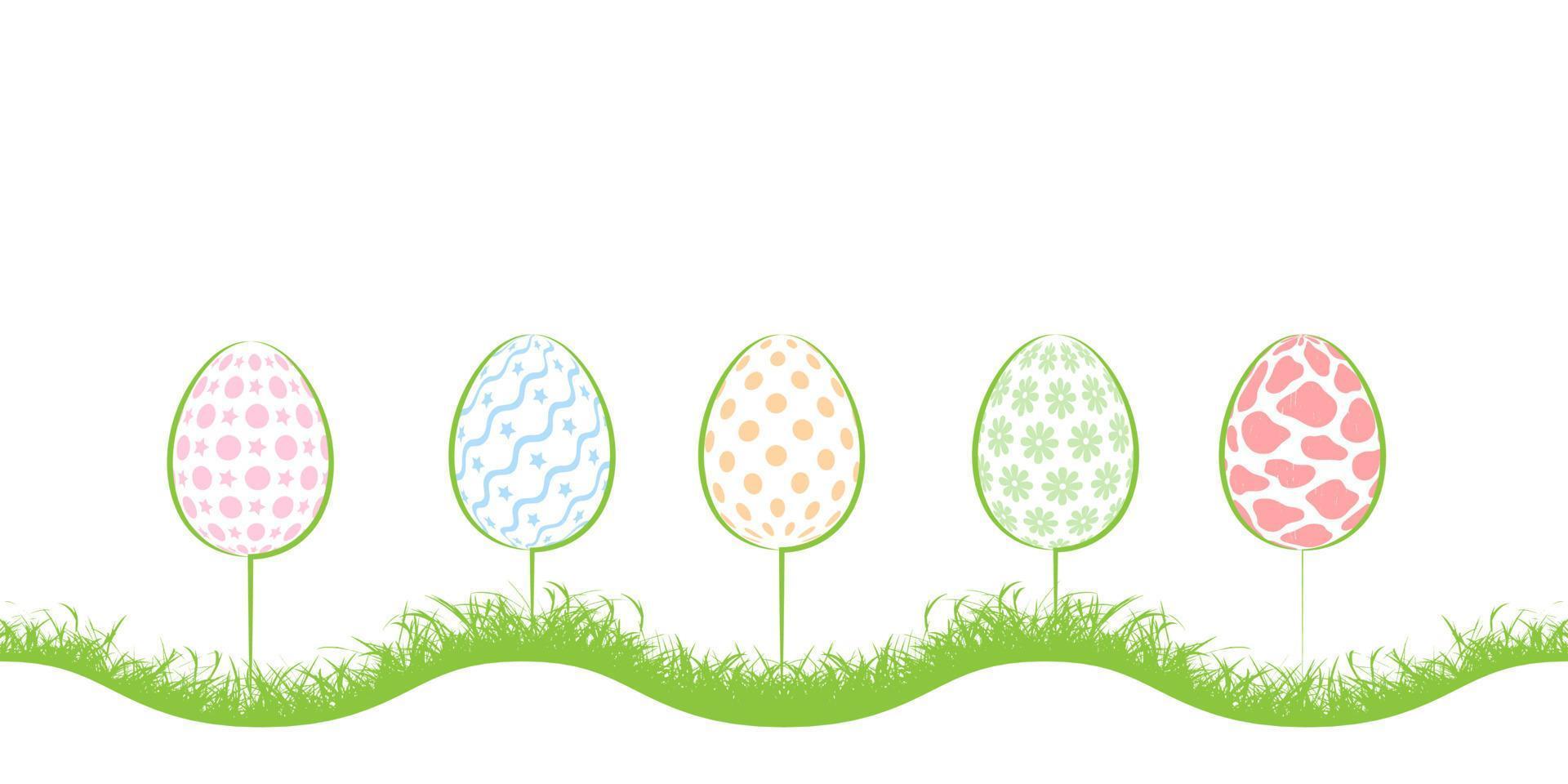 Easter eggs in grass. vector