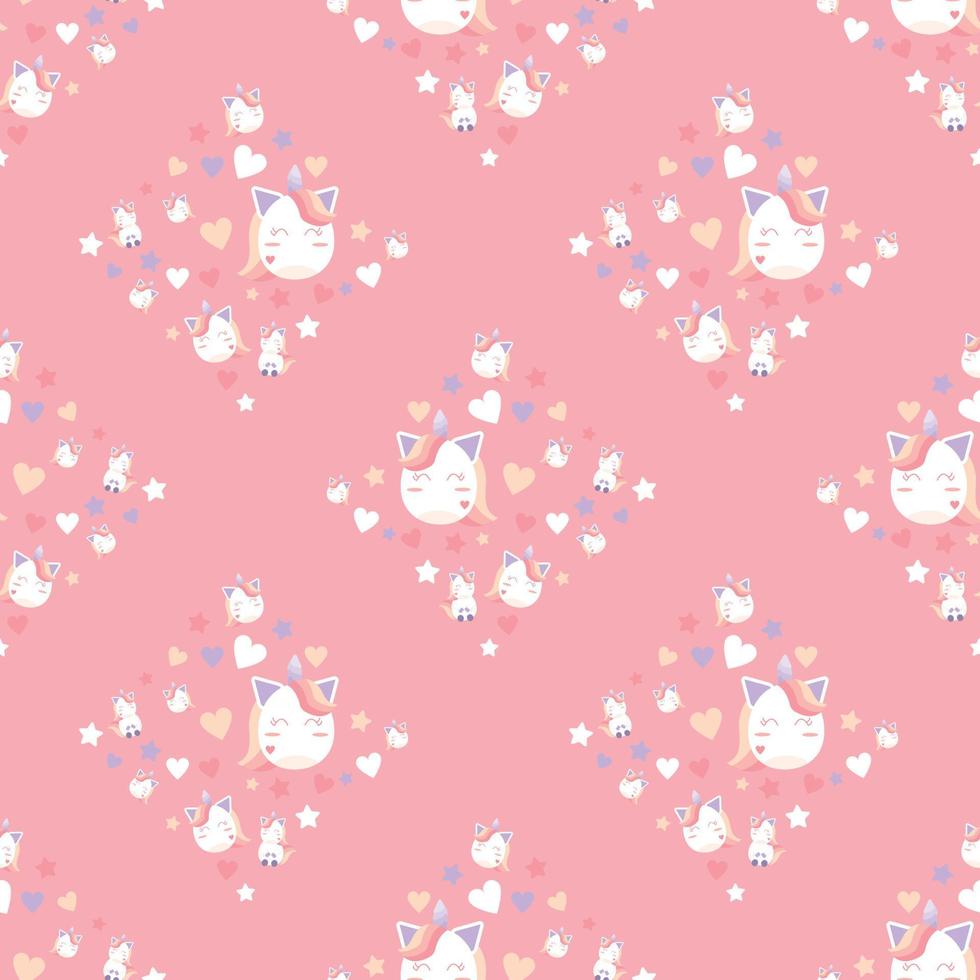 pastel unicorn in square shape seamless background for fabric pattern vector