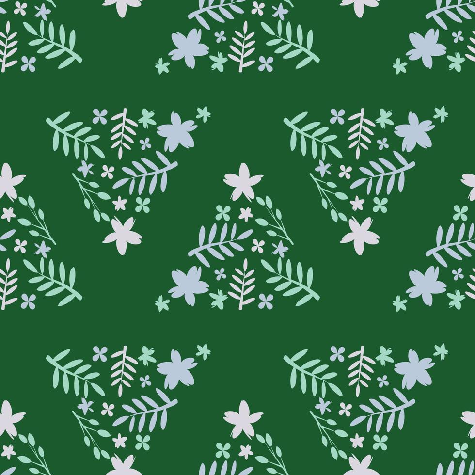 cute leaf and flower in triangle shape seamless for fabric pattern in green color vector