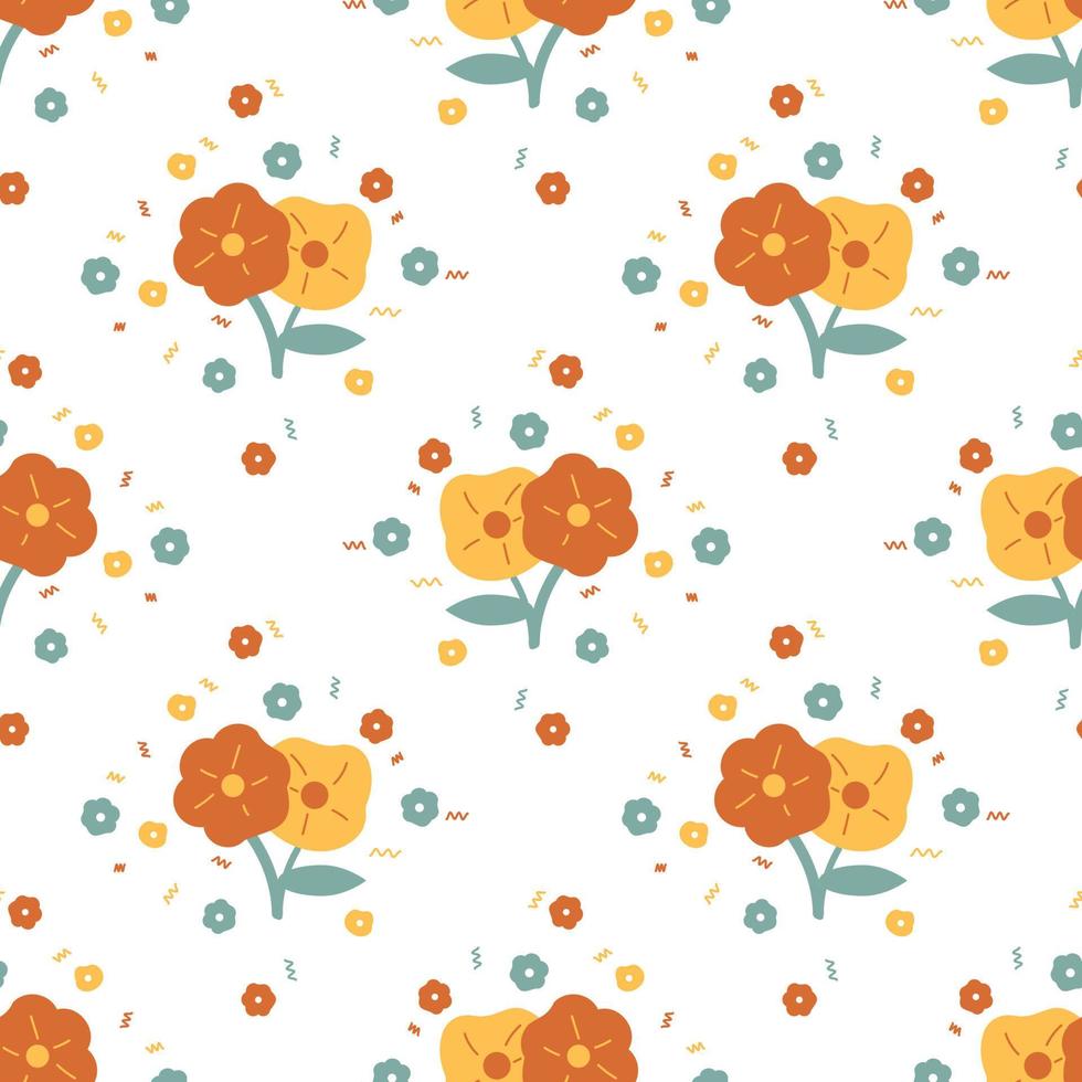 cute red and yellow flower seamless for fabric pattern or digital paper vector