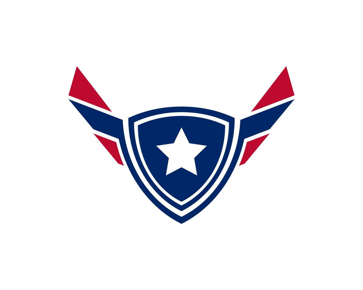 Emblem American Veteran Flag Emblem Wings with Shield Patriotic Logo Design Template Element vector