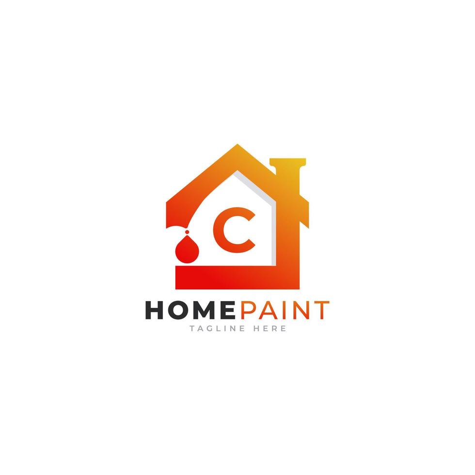 Initial Letter C Home Paint Real Estate Logo Design Inspiration vector