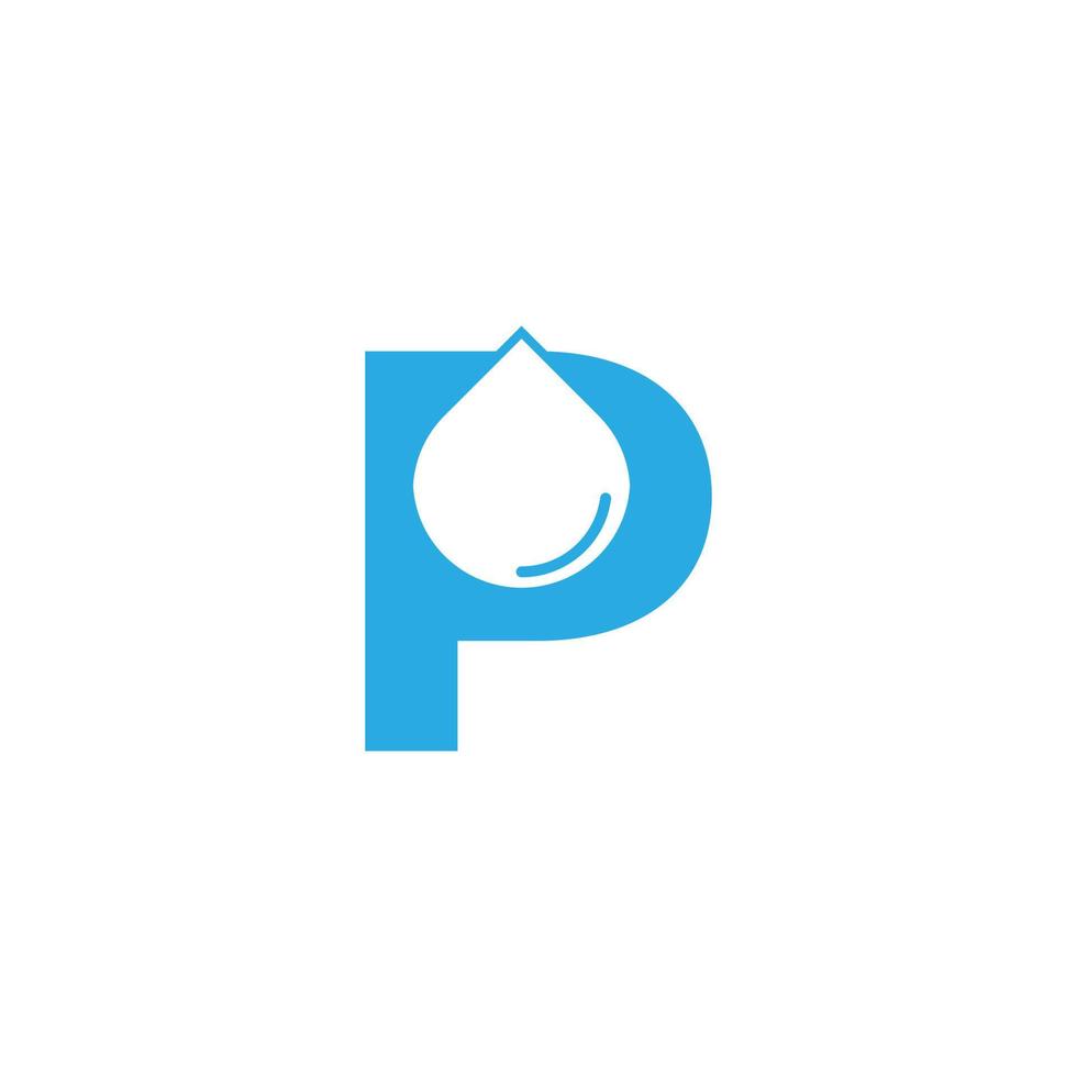 logotipo inicial de la letra p hydro con elemento de plantilla de diseño de icono de gota de agua de espacio negativo vector