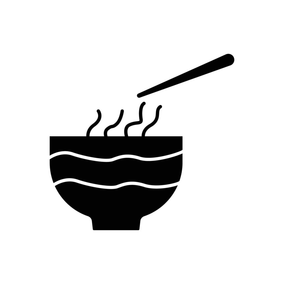 sup icono de fideos. estilo de glifo. silueta. adecuado para icono de comida. diseño simple editable. vector de plantilla de diseño