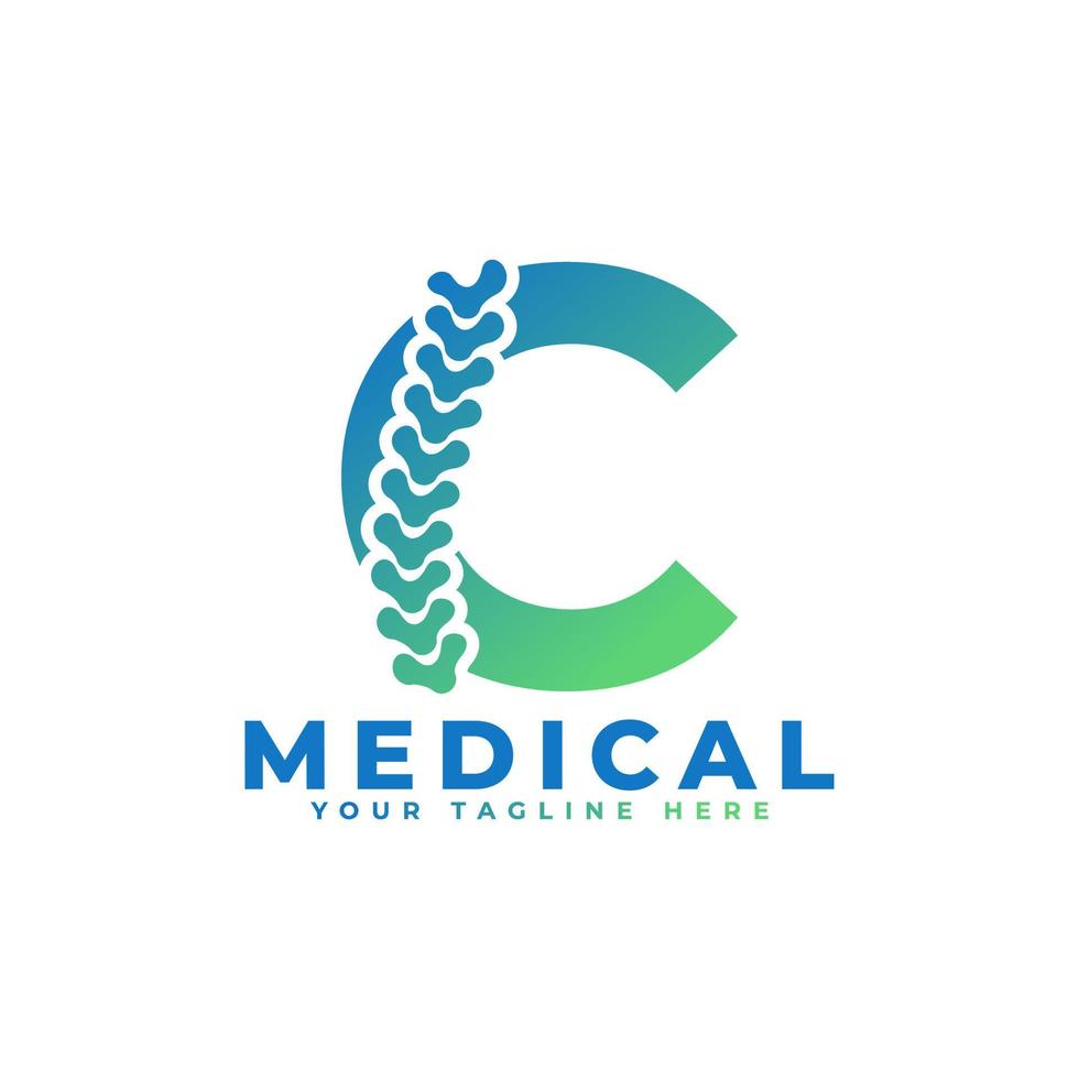 Letter C with Icon Spine Logo. Usable for Business, Science, Healthcare, Medical, Hospital and Nature Logos. vector