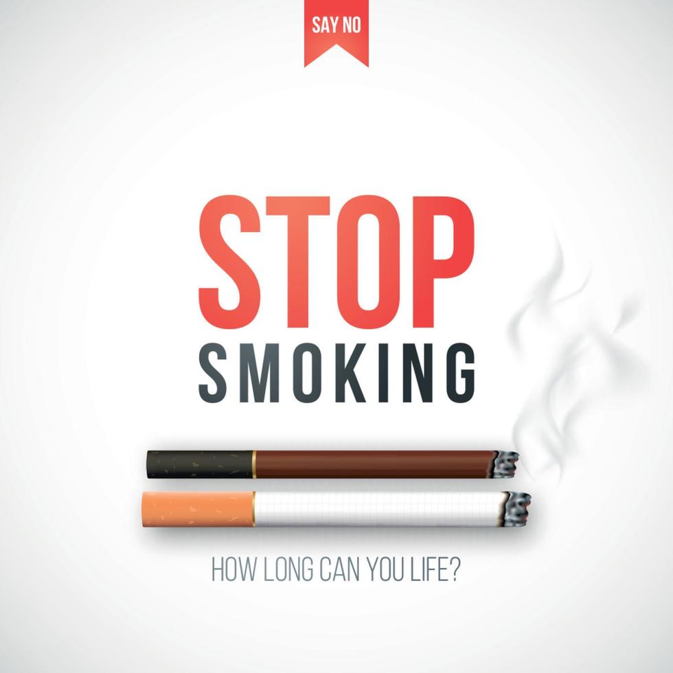 Stop smoking banner with 3D realistic cigarettes vector