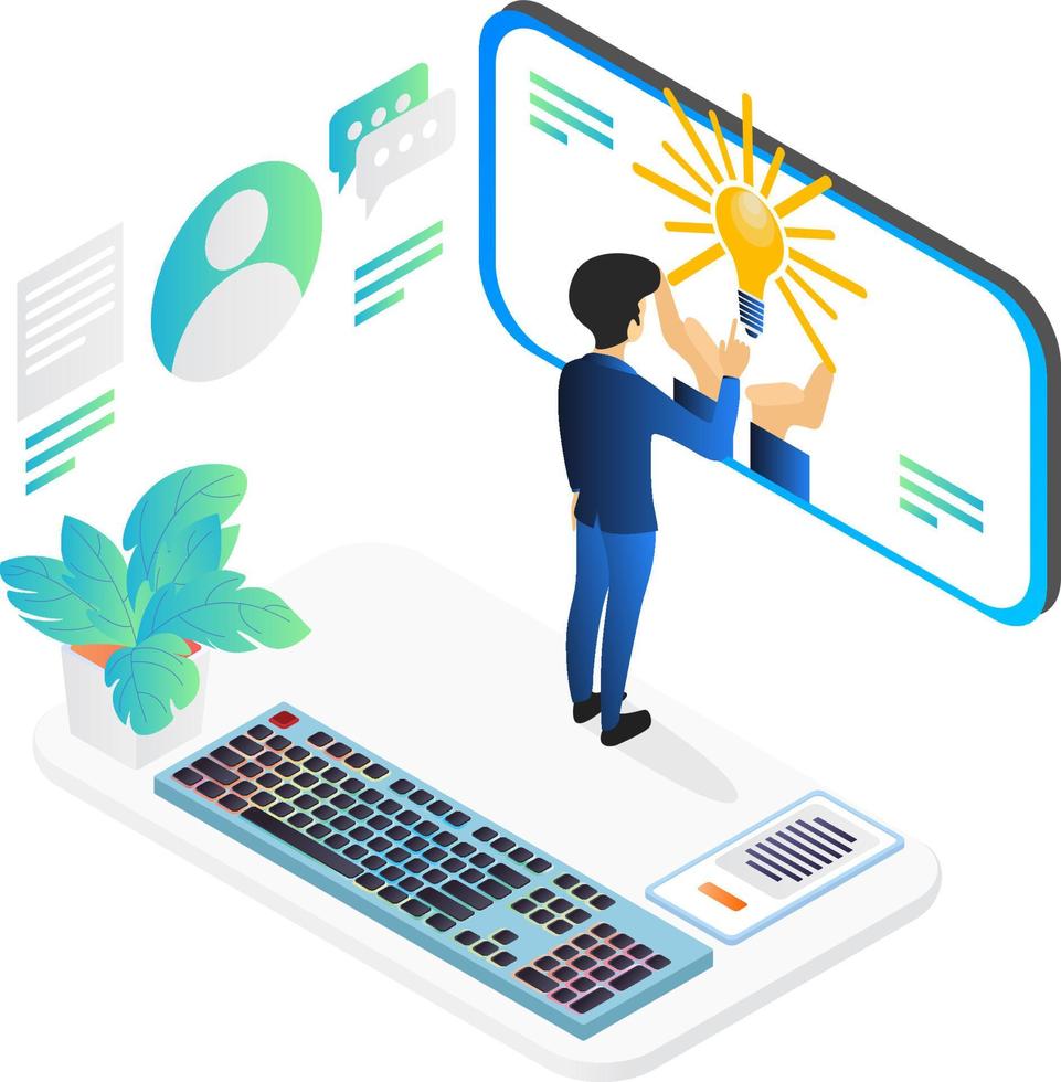 Illustration of developing ideas into viral content vector
