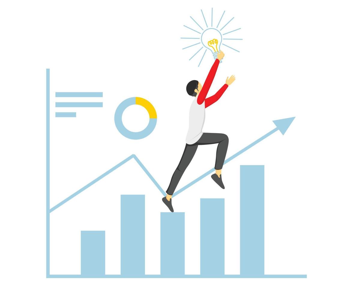 Illustration about jumping higher to reach the goal vector