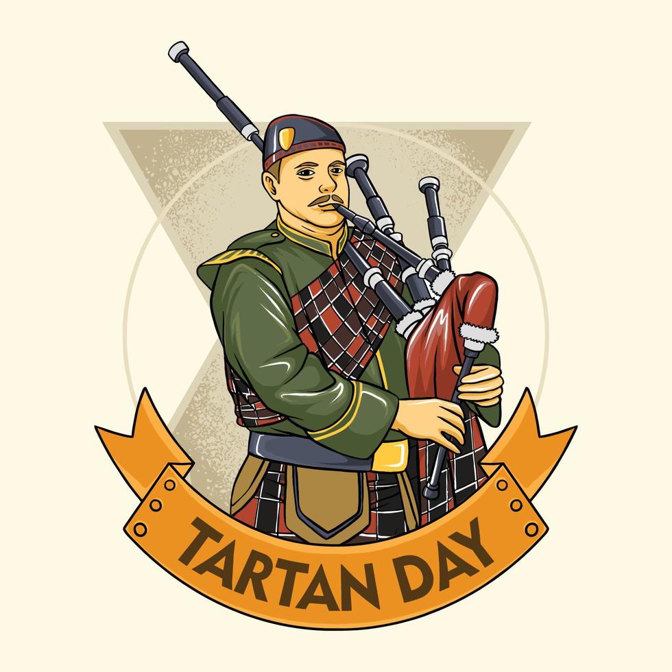 día de tartán con un hombre escocés vector