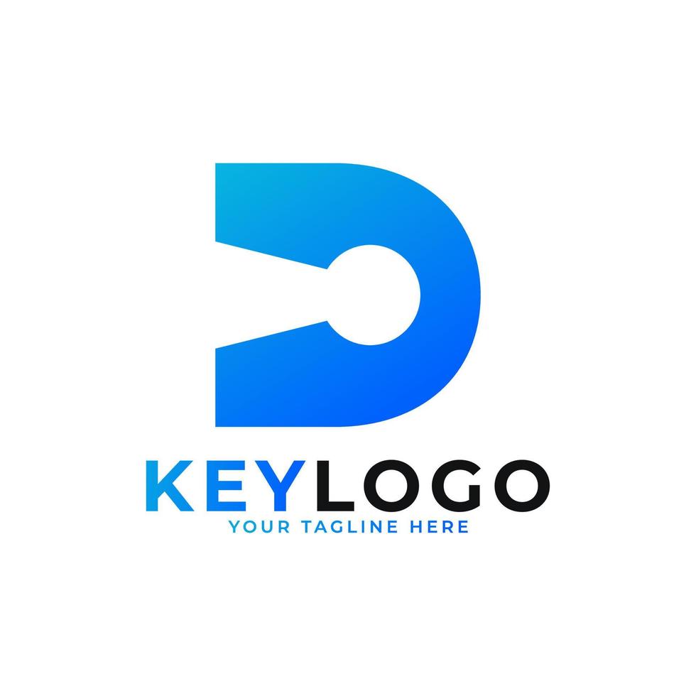 Initial Letter D Keyhole Logo Icon.  Logo Protection Symbol Vector Logo Design