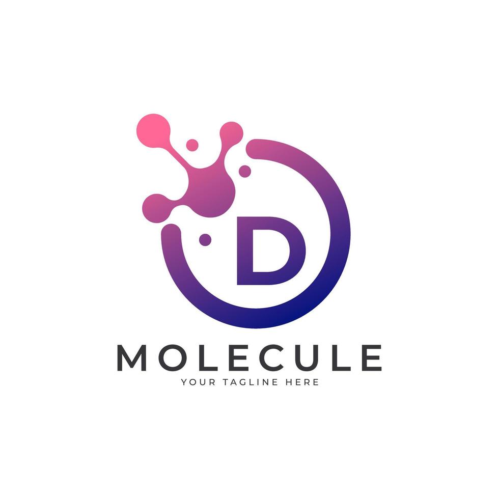 Medical Logo. Initial Letter D Molecule Logo Design Template Element. vector