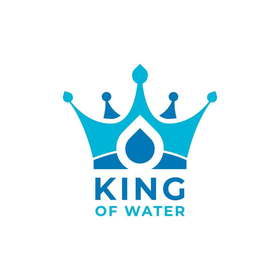 Blue Ocean King Crown and Water Sea Waves for Boat Ship Logo Design Template Element vector