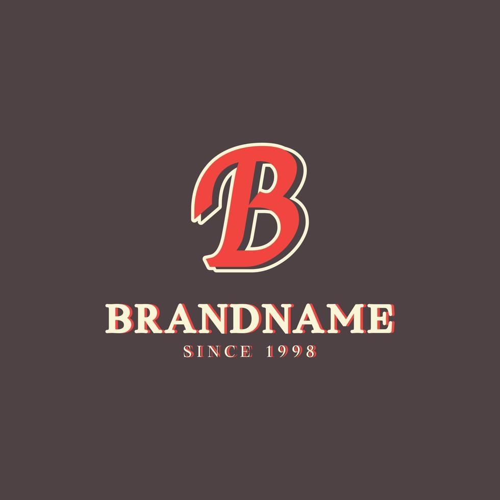 Retro Letter B Logo in Vintage Western Style with Double Layer. Usable for Vector Font, Labels, Posters etc