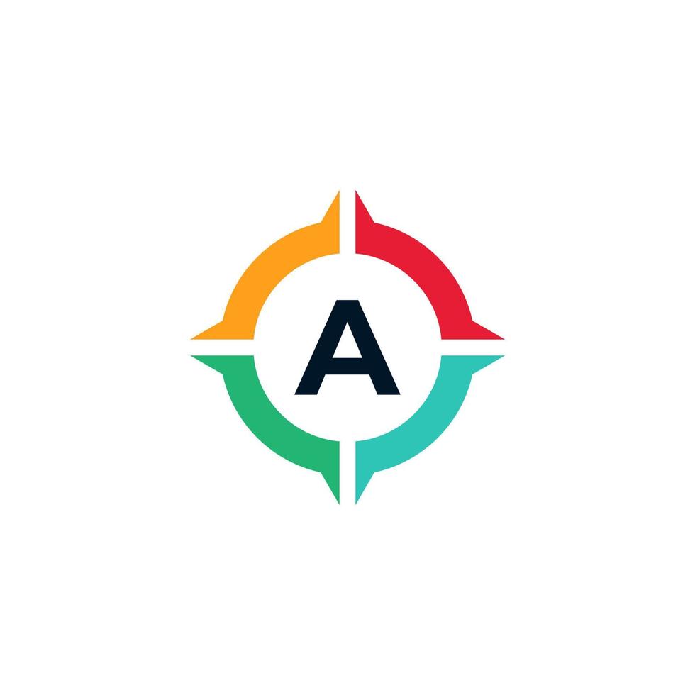 Colorful Letter A Inside Compass Logo Design Template Element vector