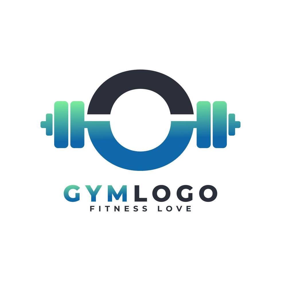 Letter O Logo With Barbell. Fitness Gym logo. Lifting Vector Logo Design For Gym and Fitness. Alphabet Letter Logo Template
