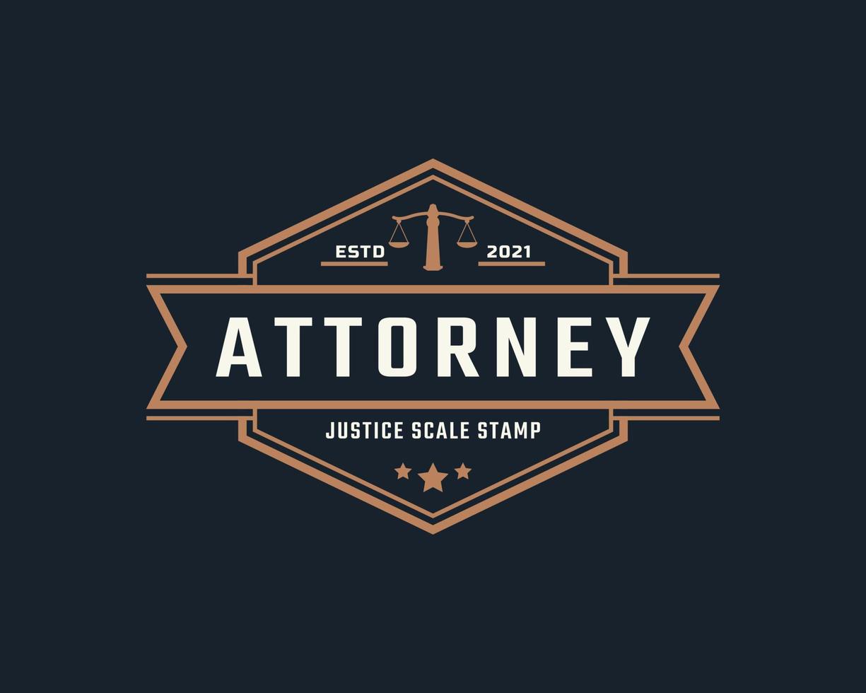 Rustic Vintage Retro Label Badge Emblem Justice Scale Stamp for Attorney Logo Design Inspiration vector
