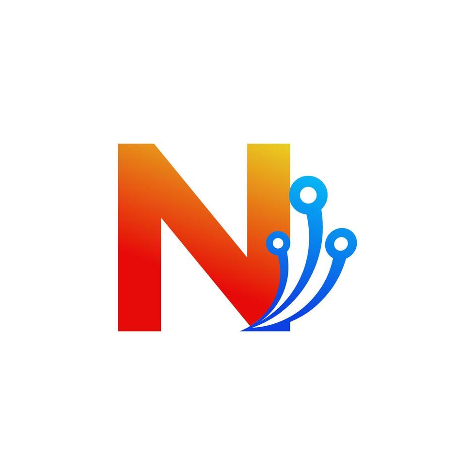 Initial Letter N Technology Logo Design Template Element vector