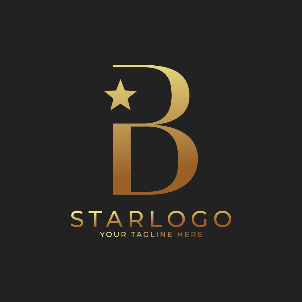 Abstract Initial Letter B Star Logo. Gold A Letter with Star Icon Combination. Usable for Business and Branding Logos. vector