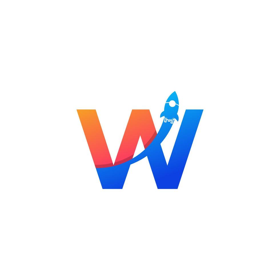 Initial Letter W with Rocket Logo Icon Symbol. Good for Company, Travel, Start up and Logistic Logos vector