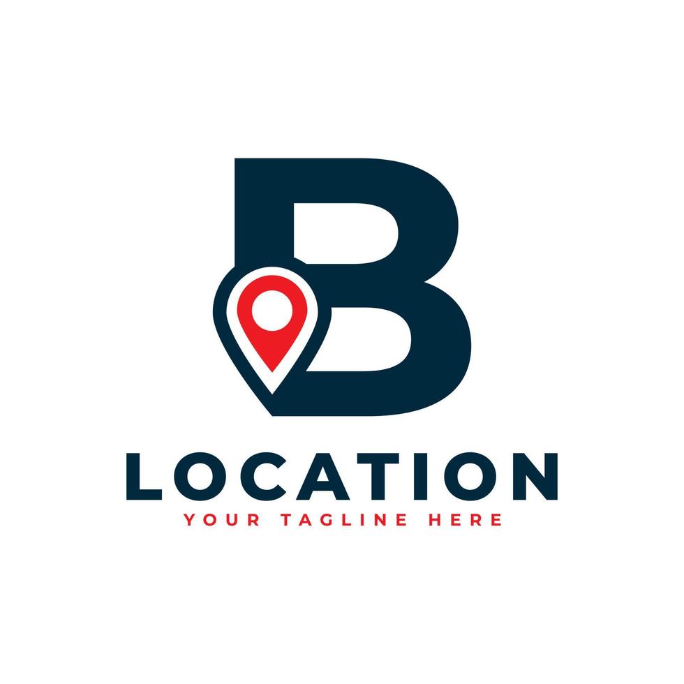 Elegant Letter B Geotag or Location Symbol Logo. Red Shape Point Location Icon. Usable for Business and Technology Logos. Flat Vector Logo Design Ideas Template Element.