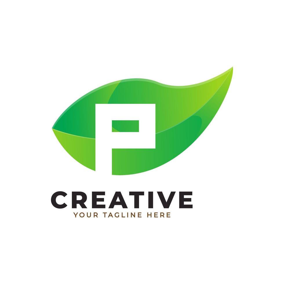 Nature Green Leaf Letter P Logo Design. monogram logo. Green Leaves Alphabet Icon. Usable for Business, Science, Healthcare, Medical and Nature Logos.Flat Vector Logo Design Template Element. Eps10