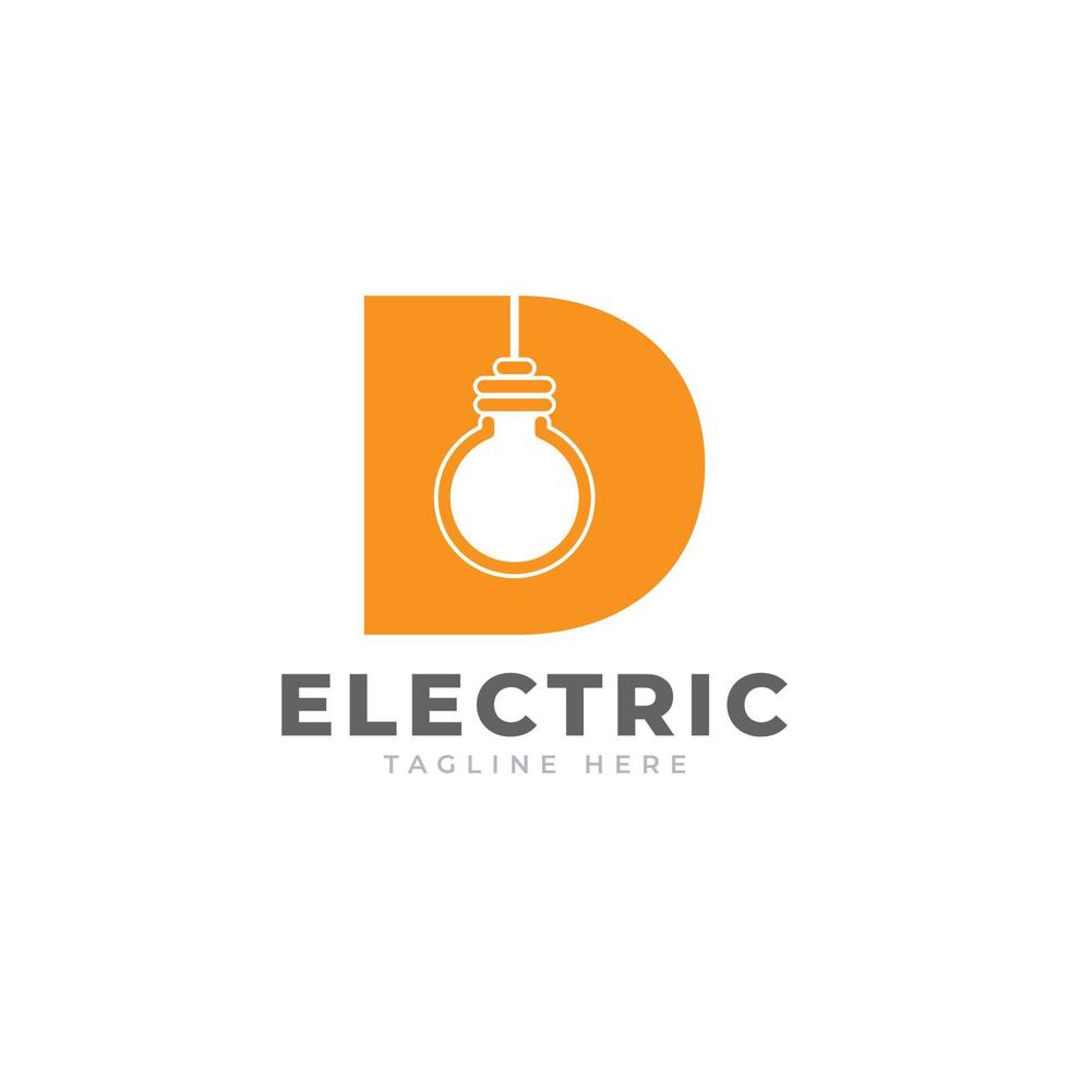 Modern Initial Letter D Smart Light Bulb Logo Design Vector Graphic Icon Template