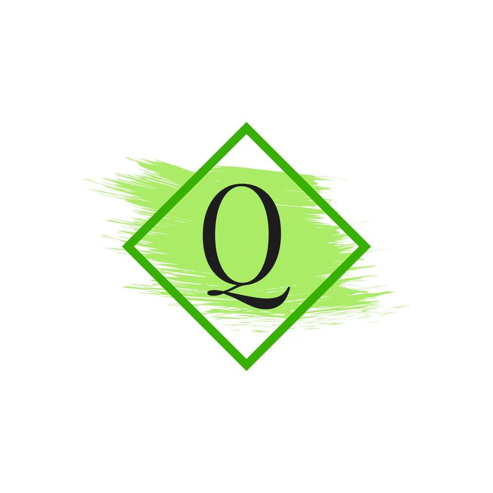 logotipo de la letra q con trazo de pincel de color de agua. utilizable para logotipos de negocios, bodas, maquillaje y moda. vector