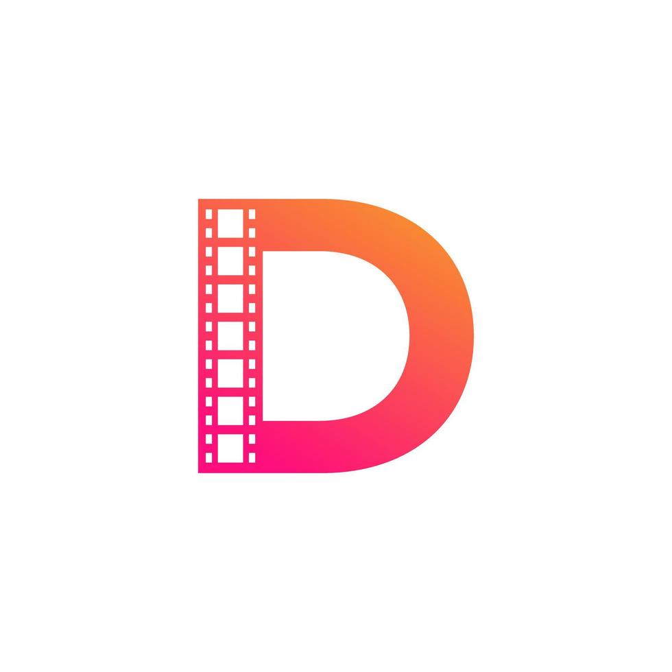 Initial Letter D with Reel Stripes Filmstrip for Film Movie Cinema Production Studio Logo Inspiration vector