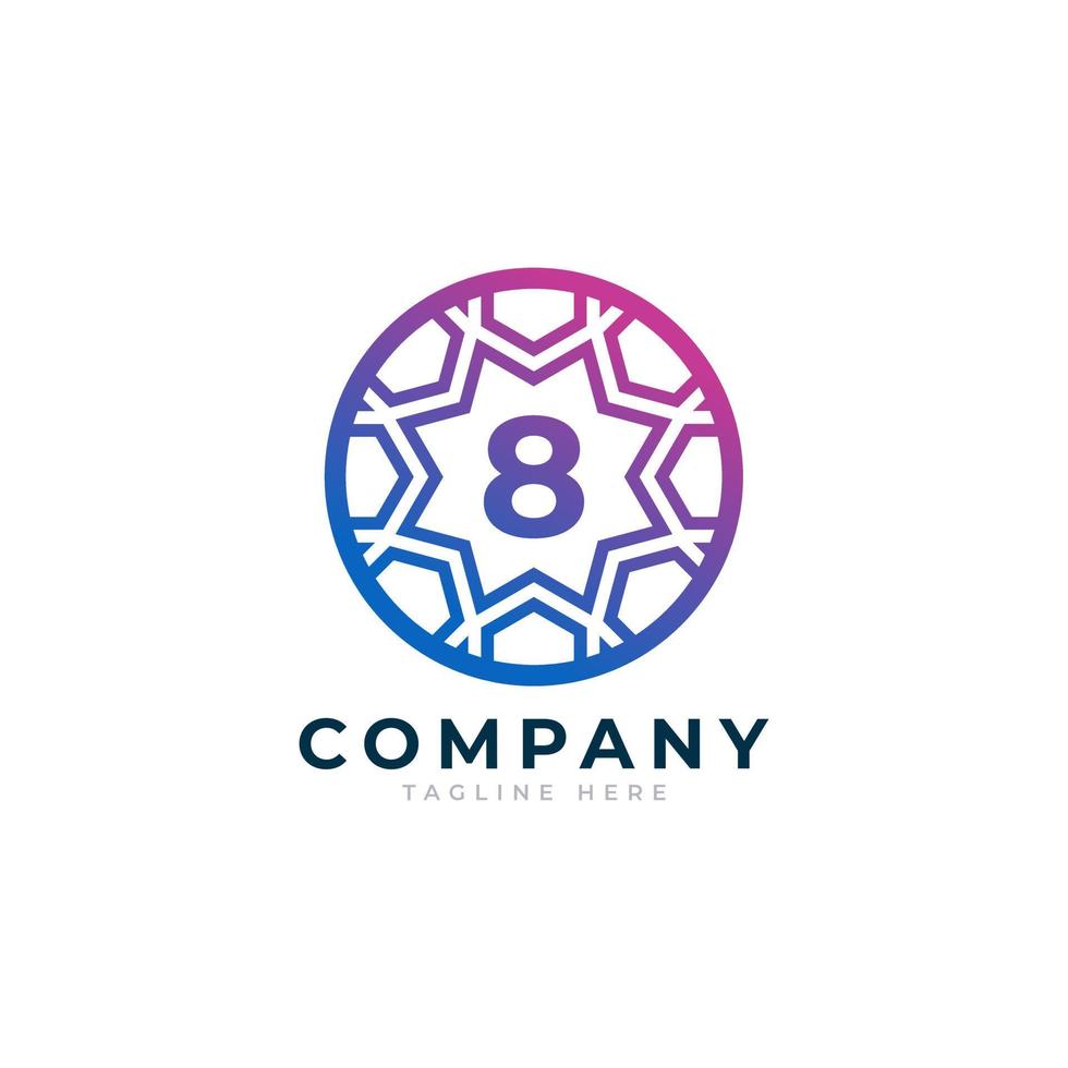 Number 8 Inside Circle Shape Logo Design Template Element vector