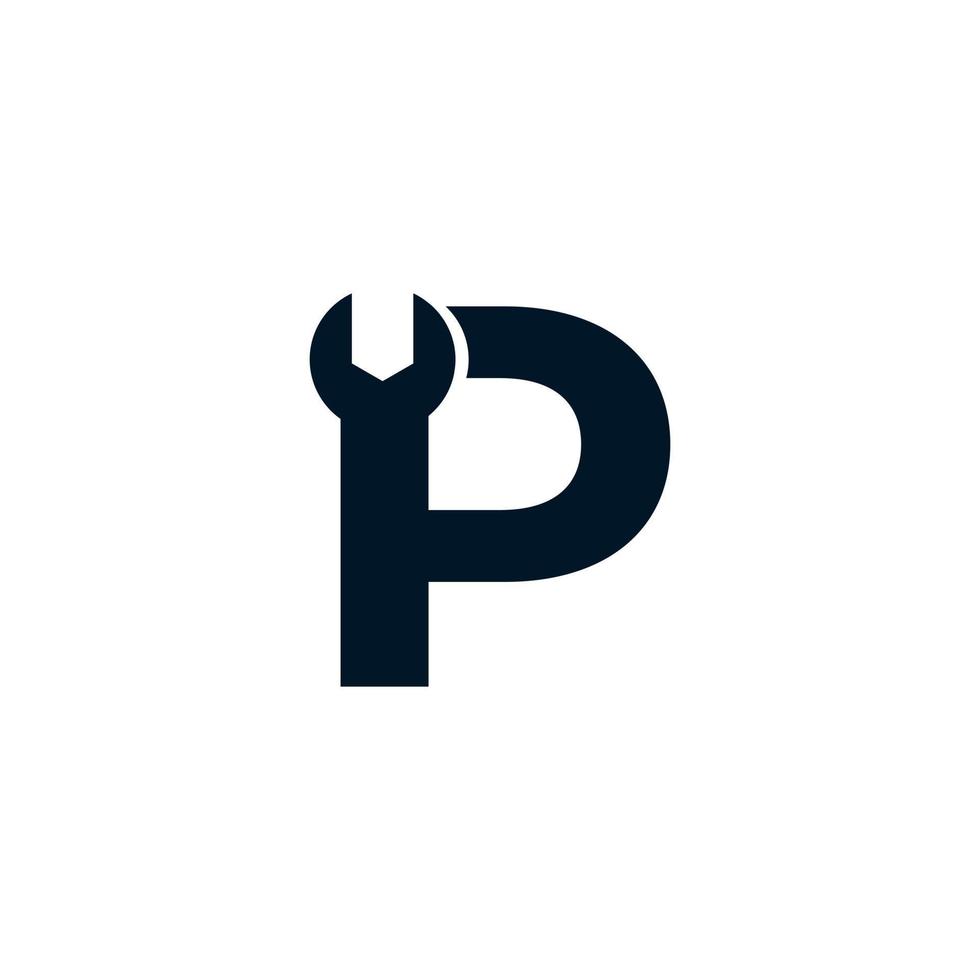 Inspiración en el diseño del logotipo de la llave inglesa inicial de la letra p vector