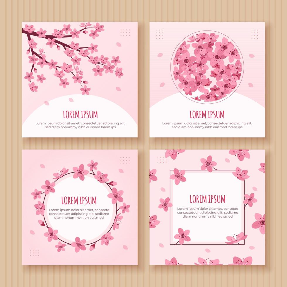 Cherry Blossom Social Media Post Template vector