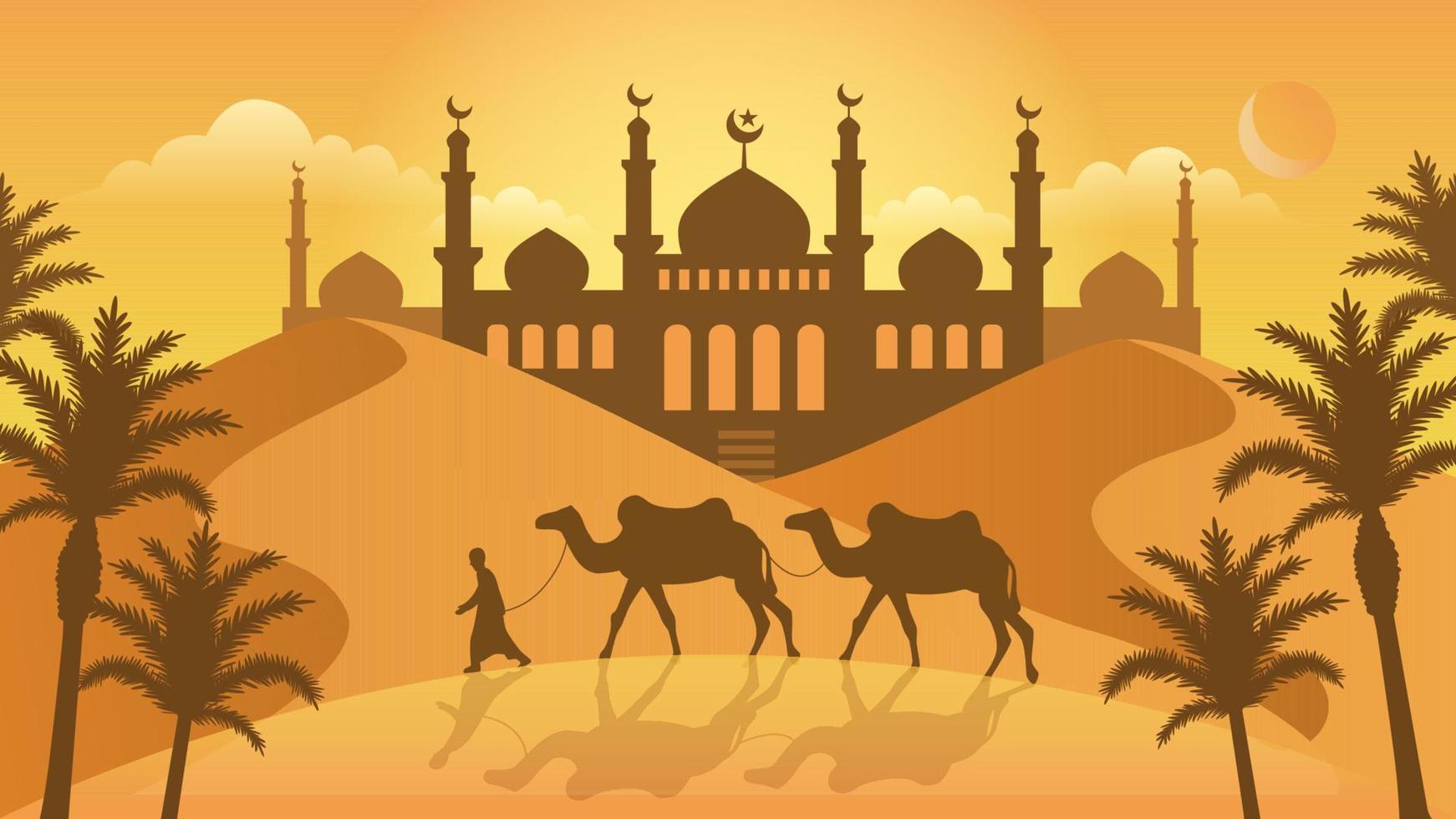 Desert and Mosque Background vector