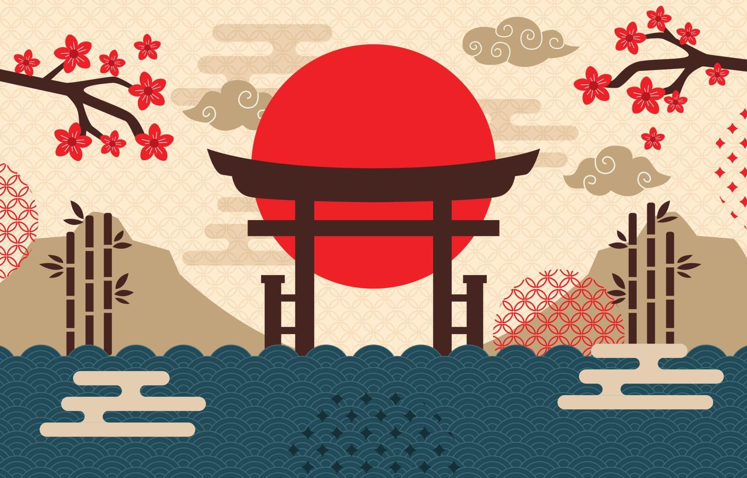 Japanese Style Element Background vector