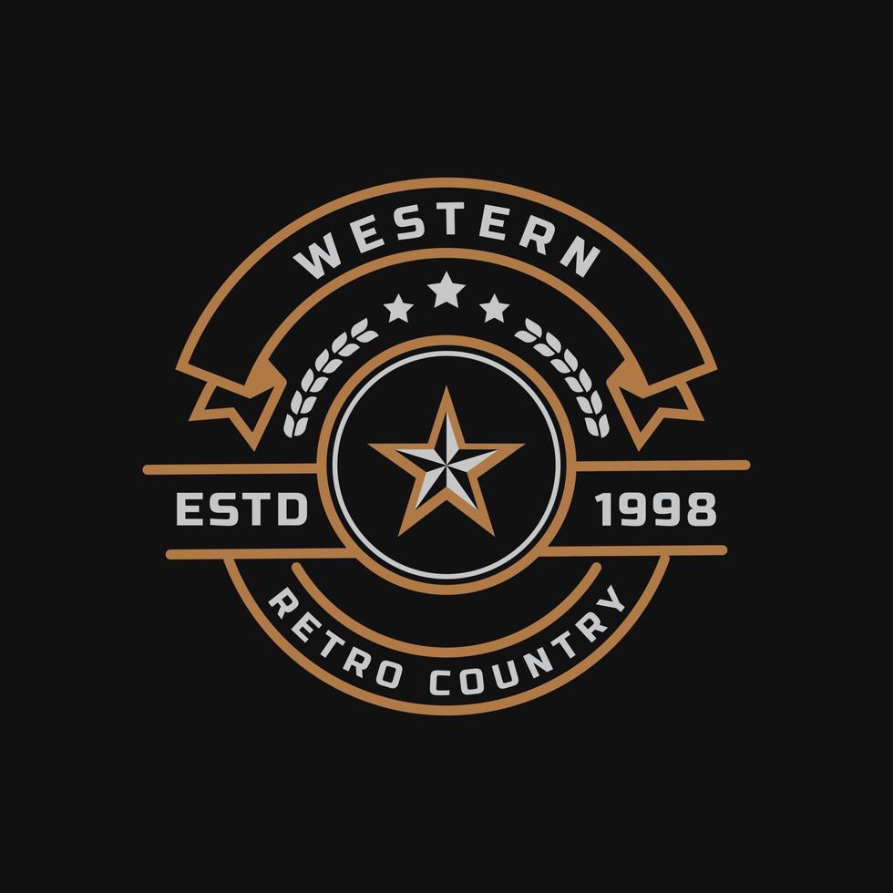 Vintage Retro Badge for Western Country Emblem Texas Logo Design Template Element vector